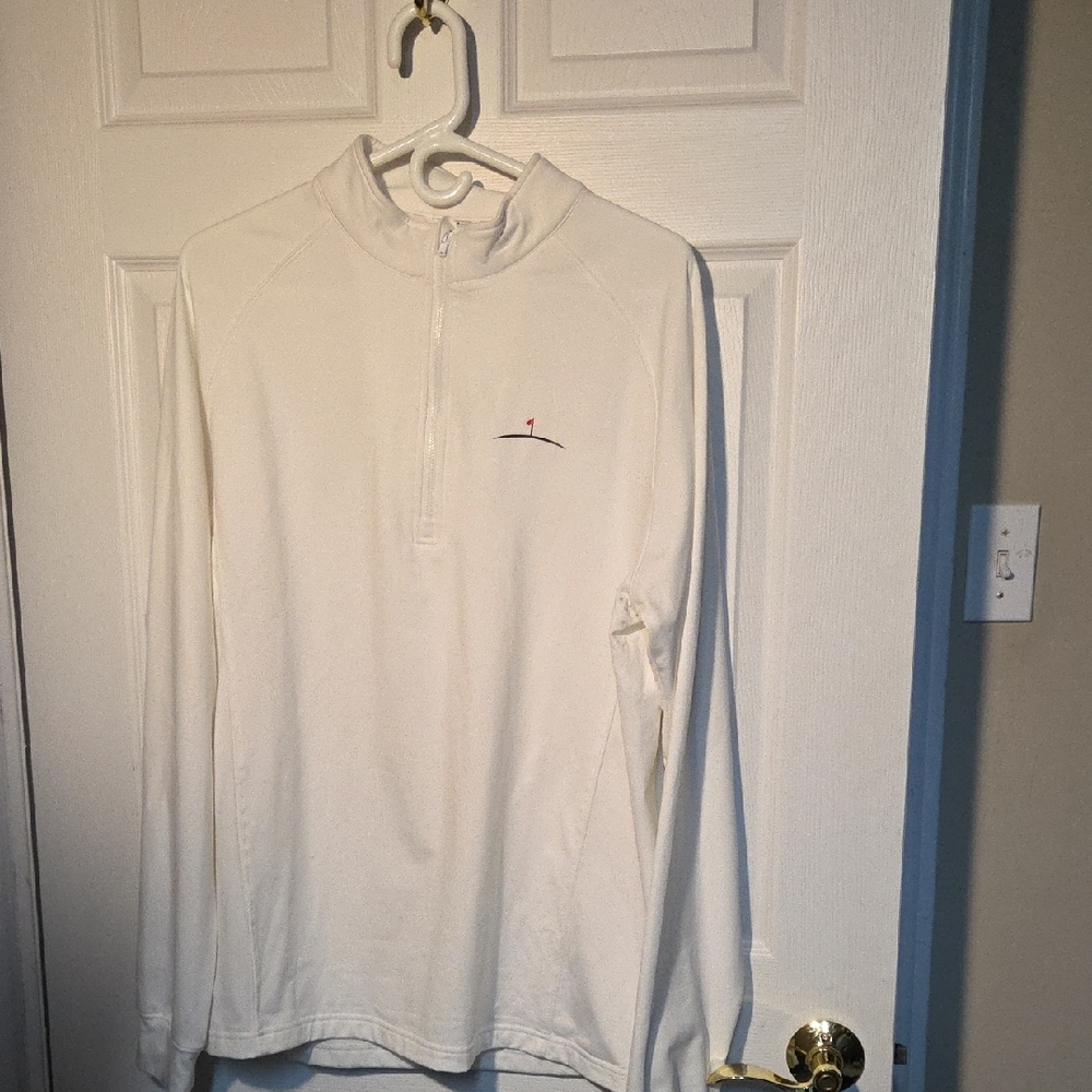 Levelwear Mens White Quarter-Zip Pullover Golf Sport Jacket Sz L
